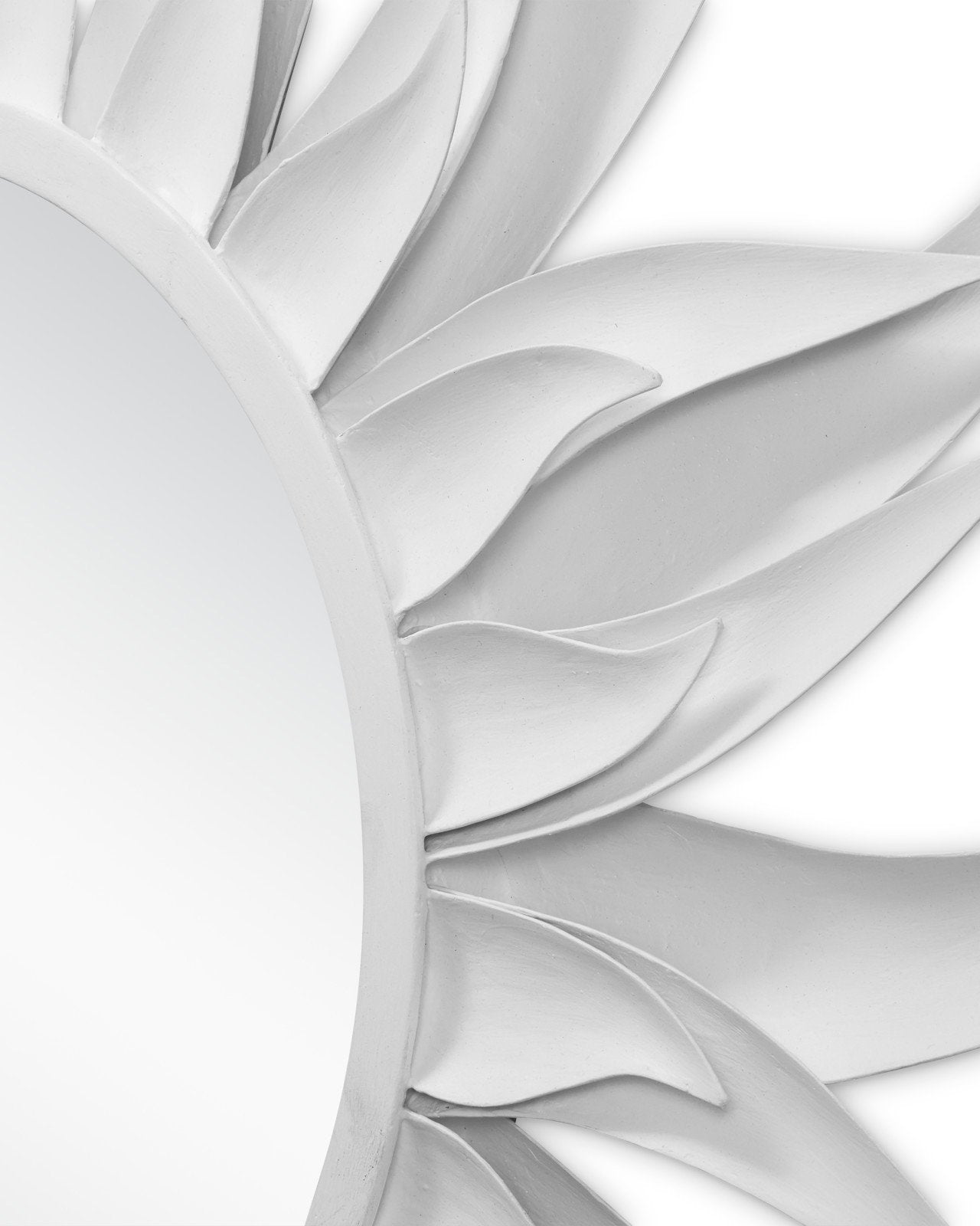 Agave Round White Mirror